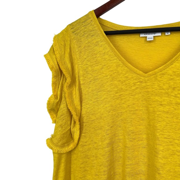 NEW NWT MSRP $70 Chicos Sz 3 XL 100% Linen Yellow Tank Top Blouse Shirt Top - Picture 5 of 5